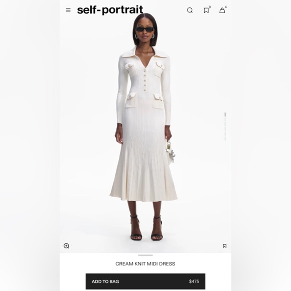 Self Portrait 
CREAM KNIT MIDI DRESS - Picture 1 of 1